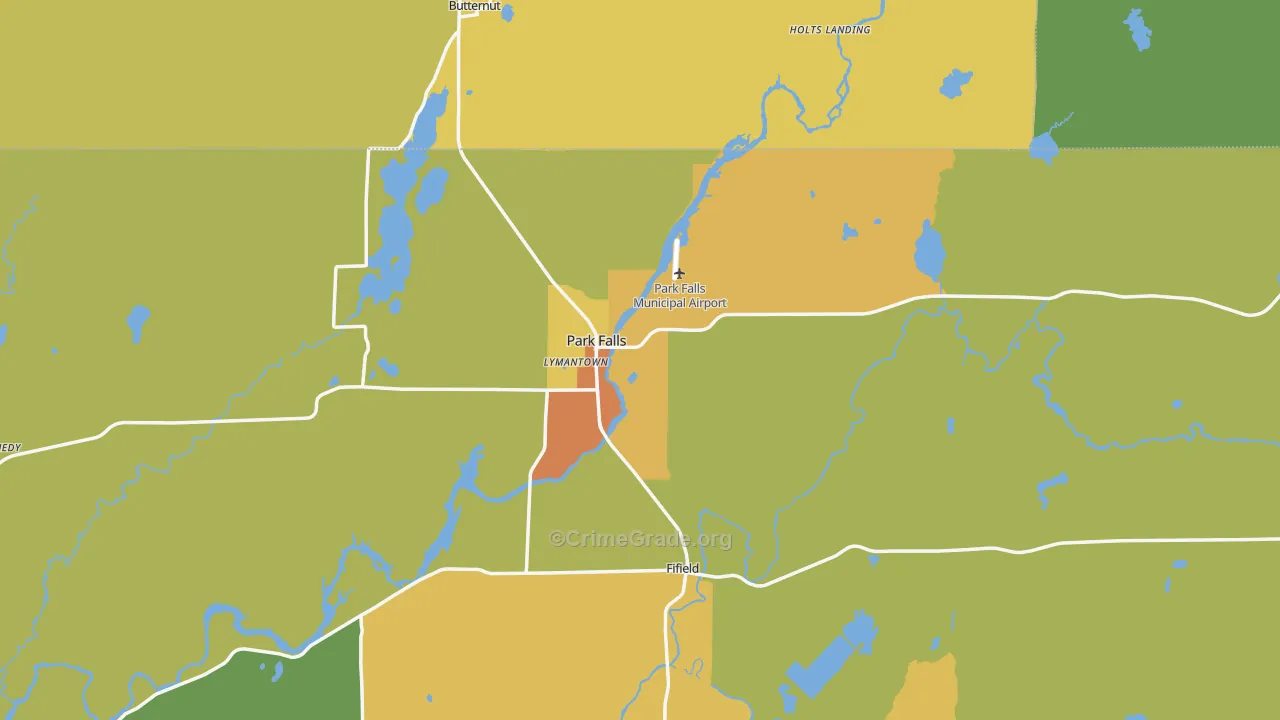 Park Falls, WI Map of Drug-Related Crime Rates