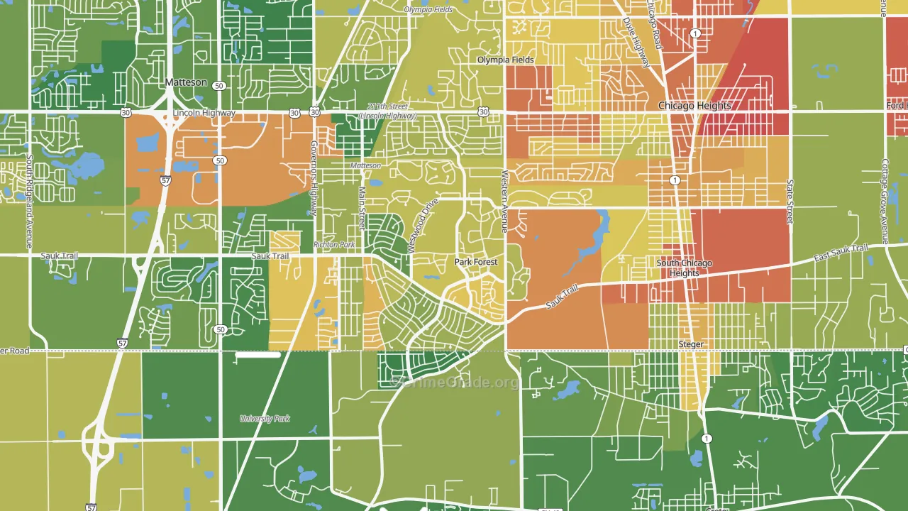 Park Forest, IL Map of Drug-Related Crime Rates