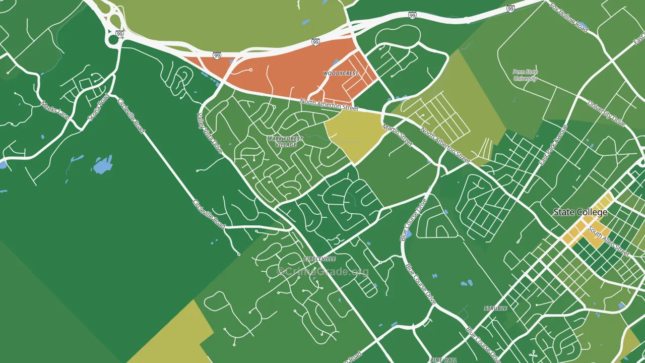 Park Forest Village, PA Map of Drug-Related Crime Rates