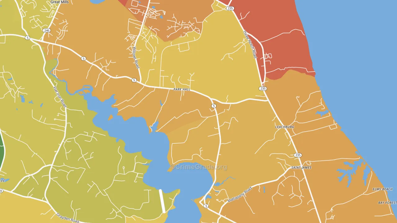 Park Hall, MD Map of Drug-Related Crime Rates