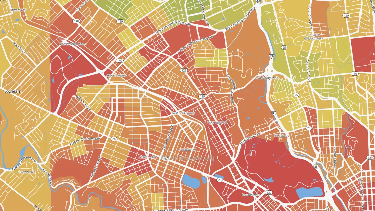 Park Heights, Baltimore, MD Map of Drug-Related Crime Rates