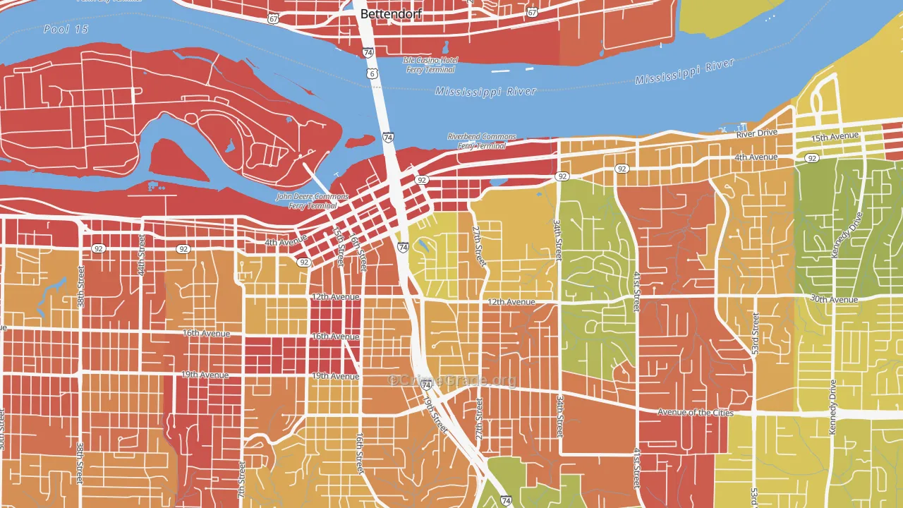 Park Hill, Moline, IL Map of Drug-Related Crime Rates