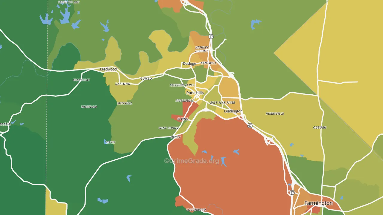 Park Hills, MO Map of Drug-Related Crime Rates