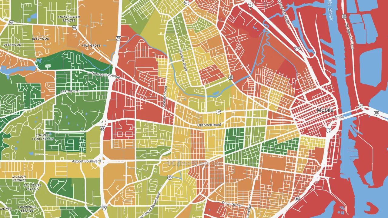 Park Place, Mobile, AL Map of Drug-Related Crime Rates