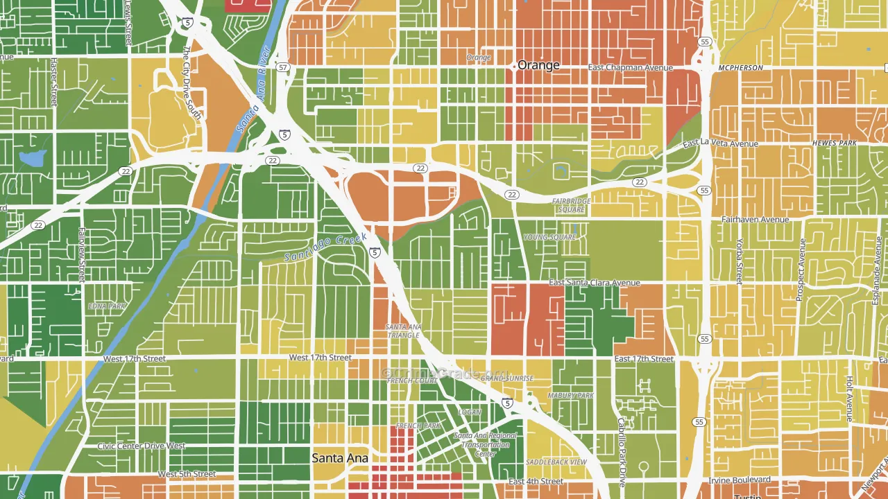 Park Santiago, Santa Ana, CA Map of Drug-Related Crime Rates