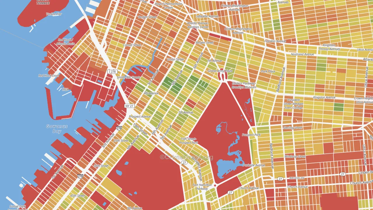 Park Slope, Brooklyn, NY Map of Drug-Related Crime Rates
