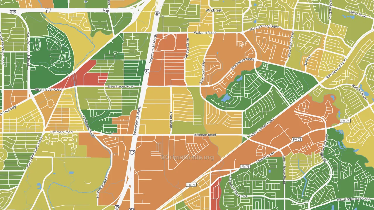Park Village, San Antonio, TX Map of Drug-Related Crime Rates