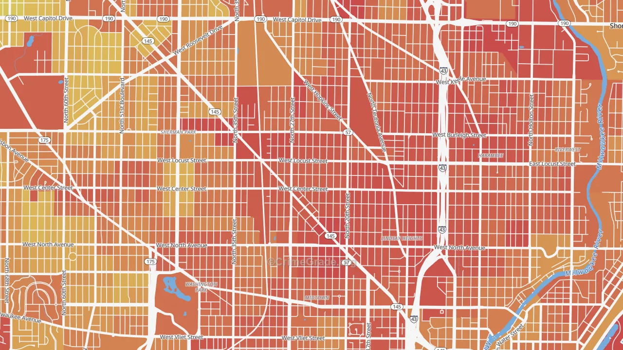 Park West, Milwaukee, WI Map of Drug-Related Crime Rates