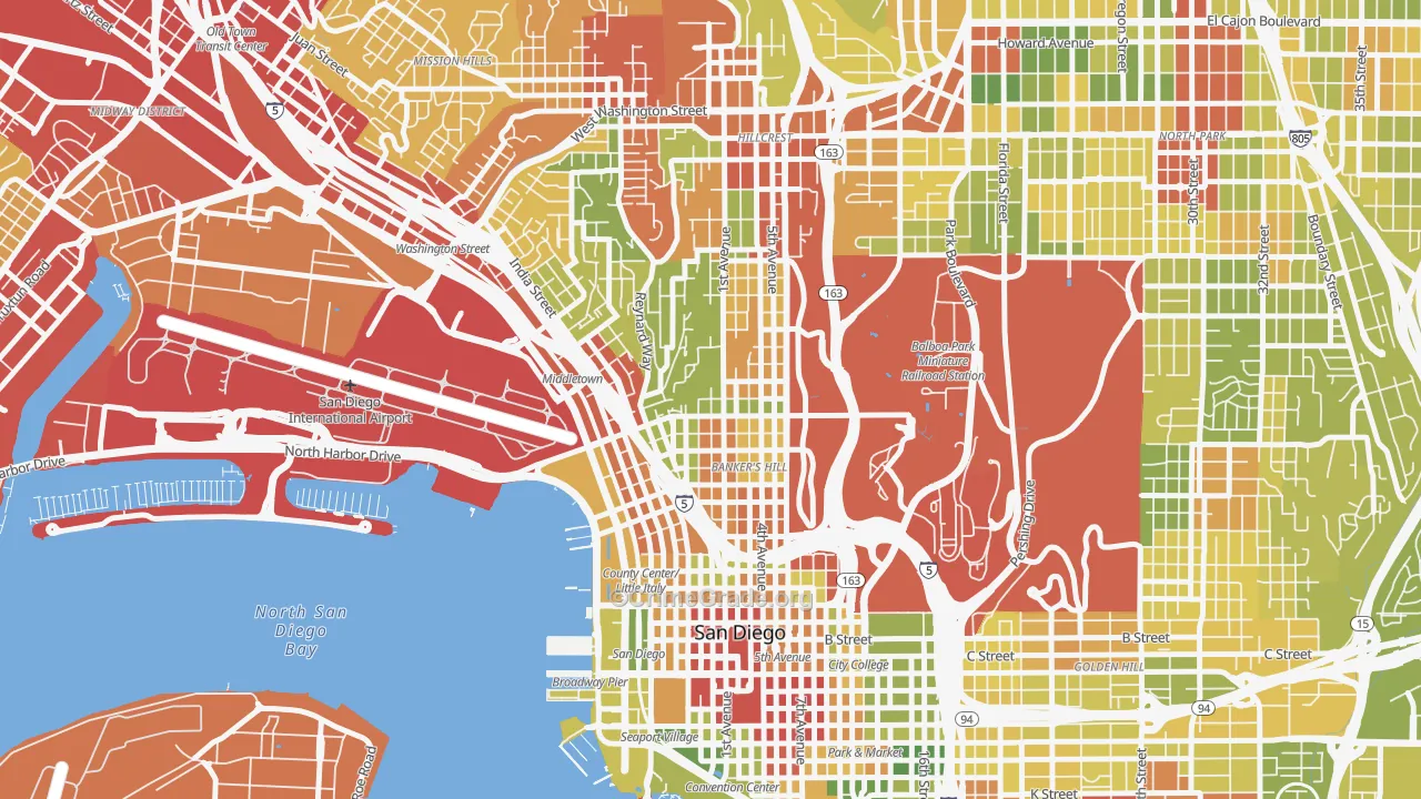 Park West, San Diego, CA Map of Drug-Related Crime Rates