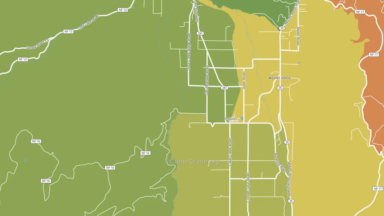Parkdale, OR Map of Drug-Related Crime Rates