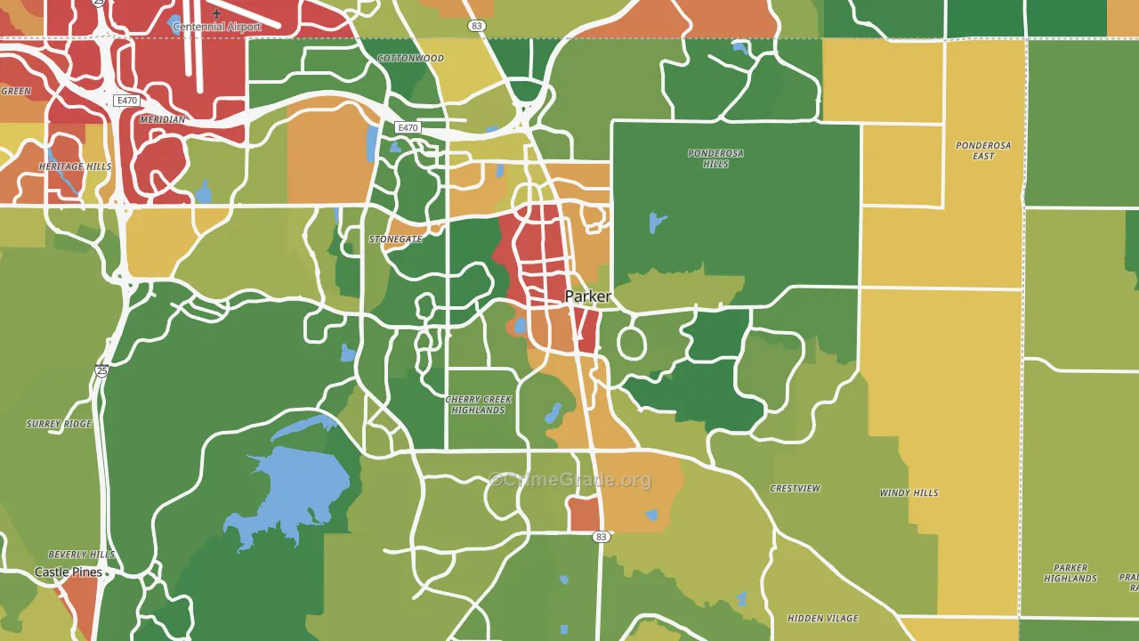 Parker, CO Map of Drug-Related Crime Rates