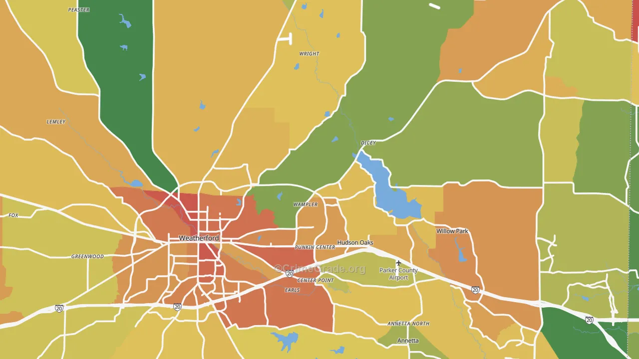 Parker County, TX Map of Drug-Related Crime Rates