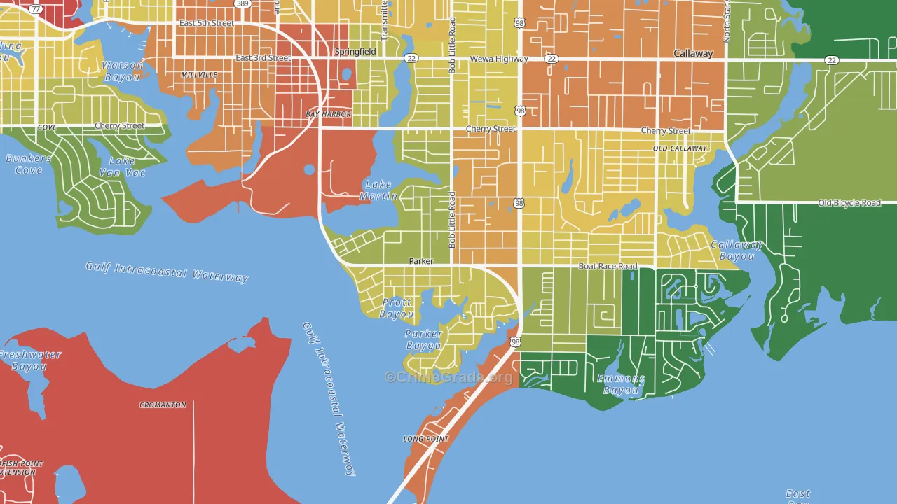 Parker, FL Map of Drug-Related Crime Rates