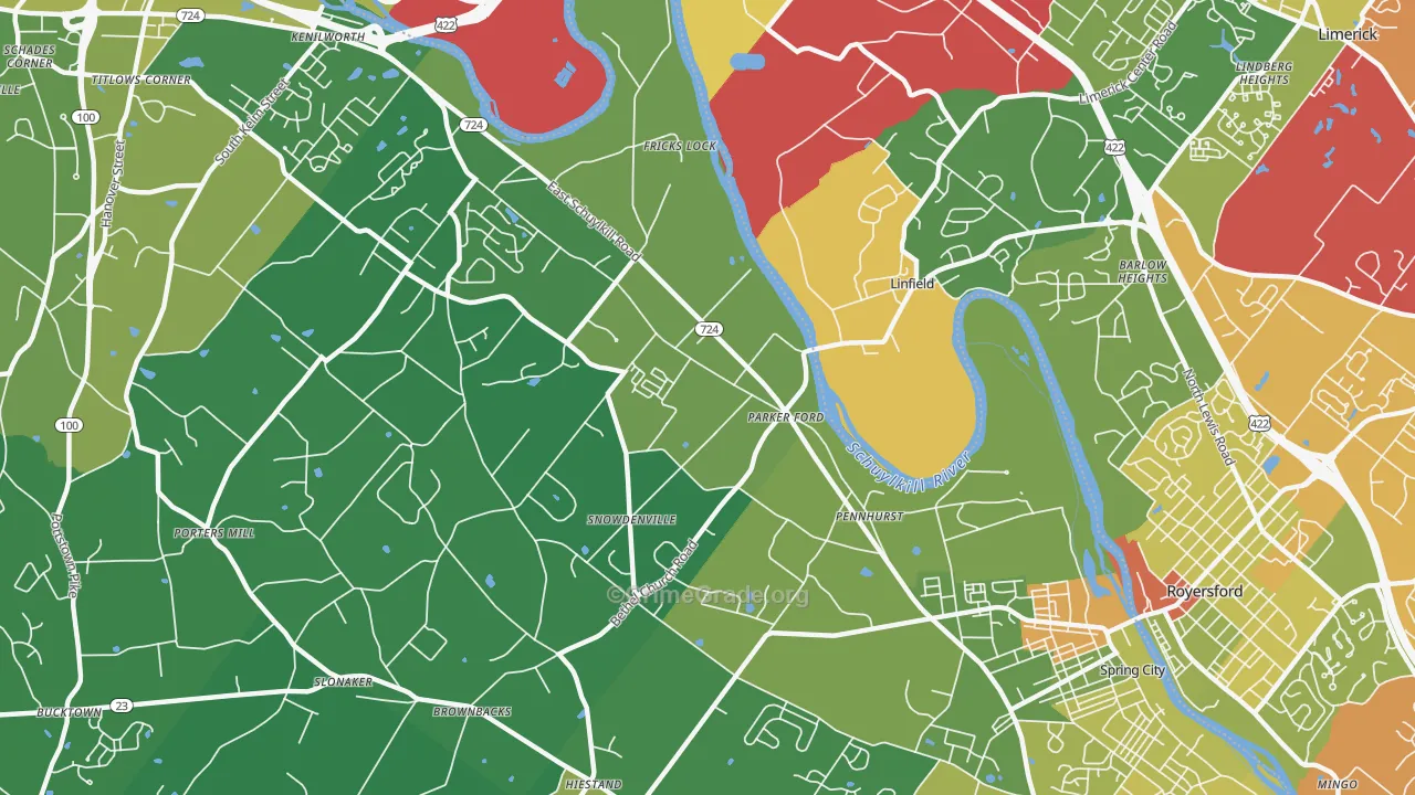 Parker Ford, PA Map of Drug-Related Crime Rates
