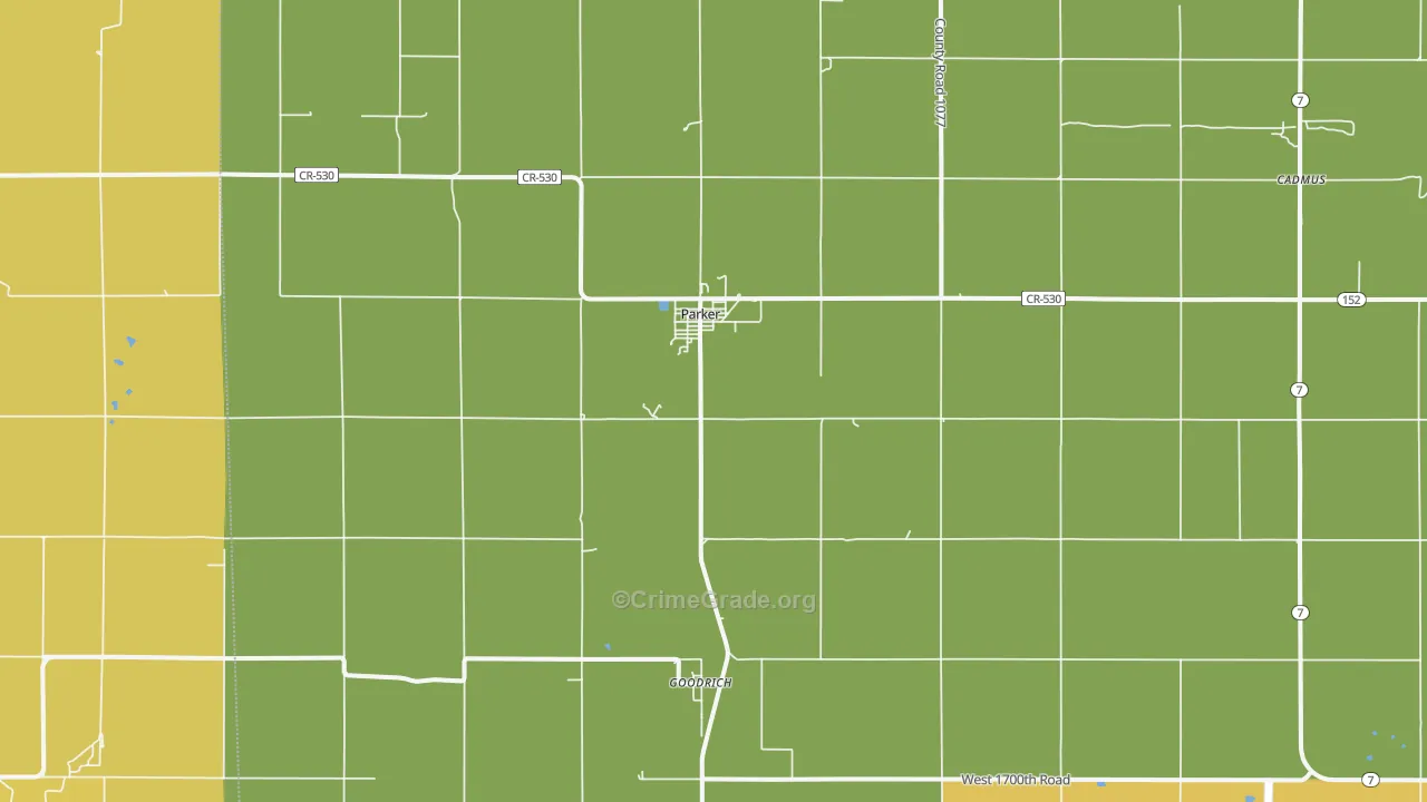 Parker, KS Map of Drug-Related Crime Rates