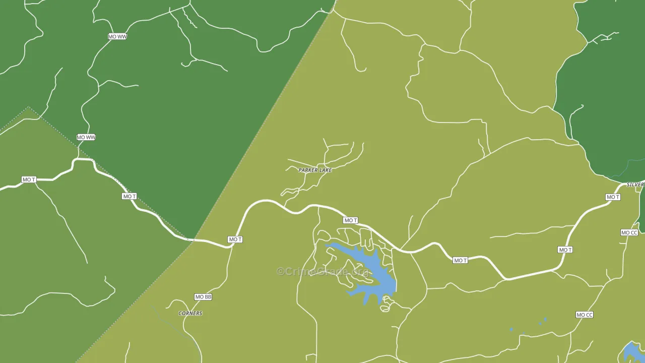 Parker Lake, MO Map of Drug-Related Crime Rates