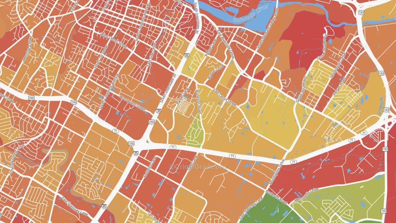 Parker Lane, Austin, TX Map of Drug-Related Crime Rates