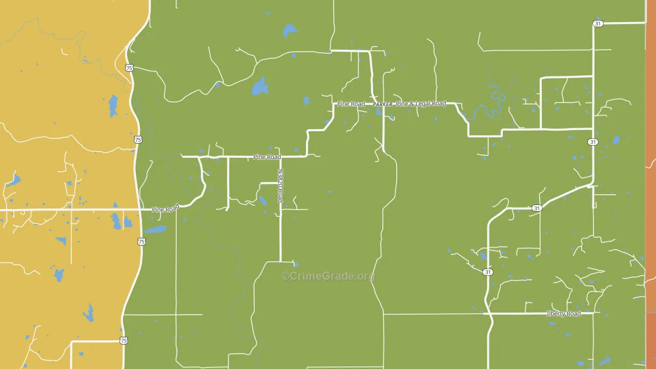 Parker, OK Map of Drug-Related Crime Rates
