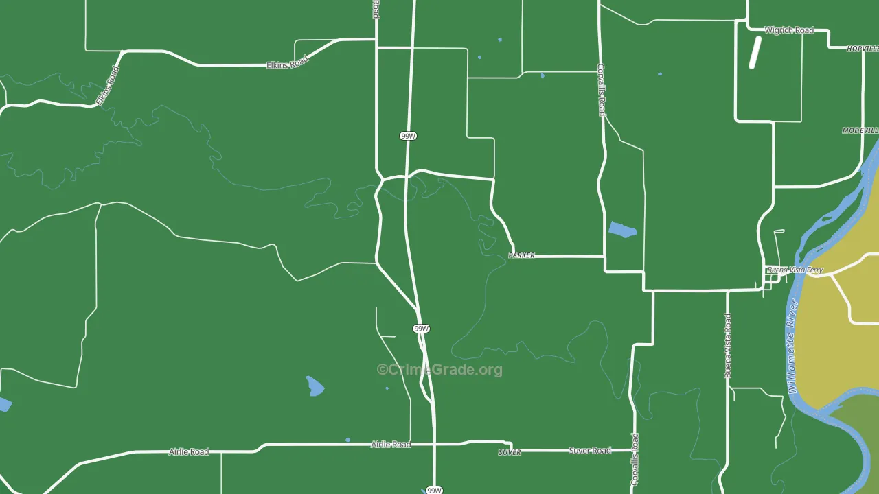 Parker, OR Map of Drug-Related Crime Rates
