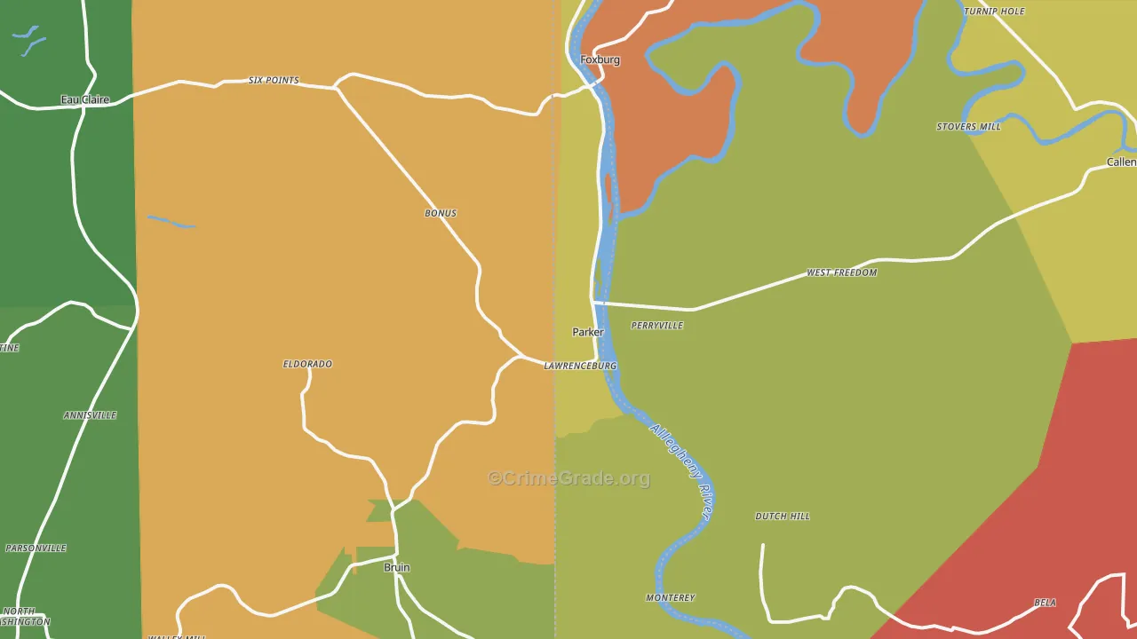 Parker, PA Map of Drug-Related Crime Rates