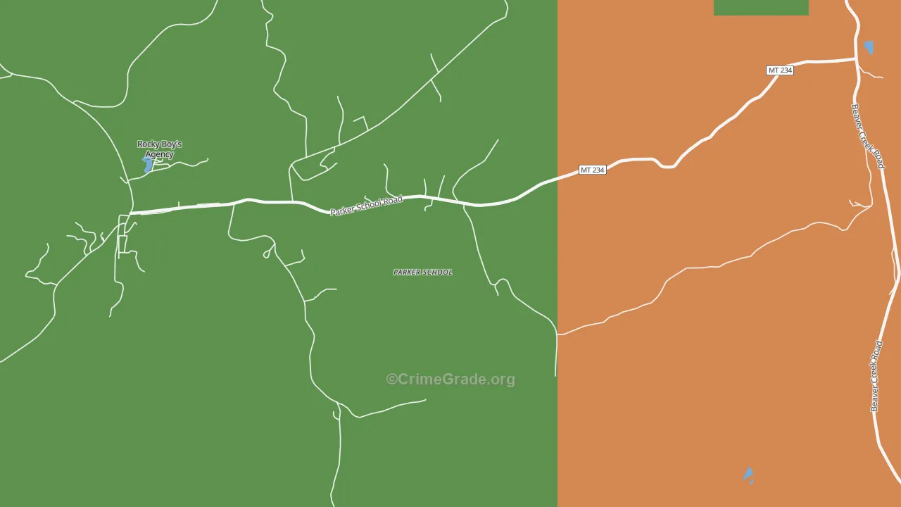 Parker School, MT Map of Drug-Related Crime Rates