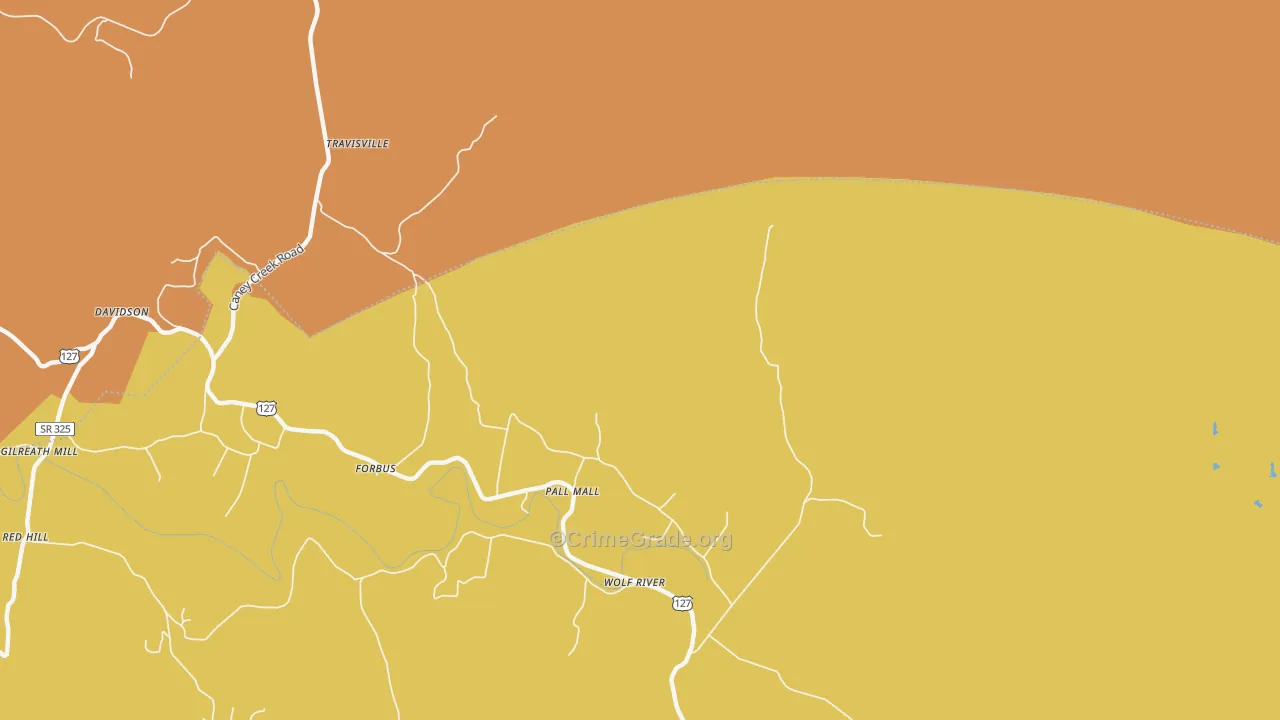 Parker, TN Map of Drug-Related Crime Rates