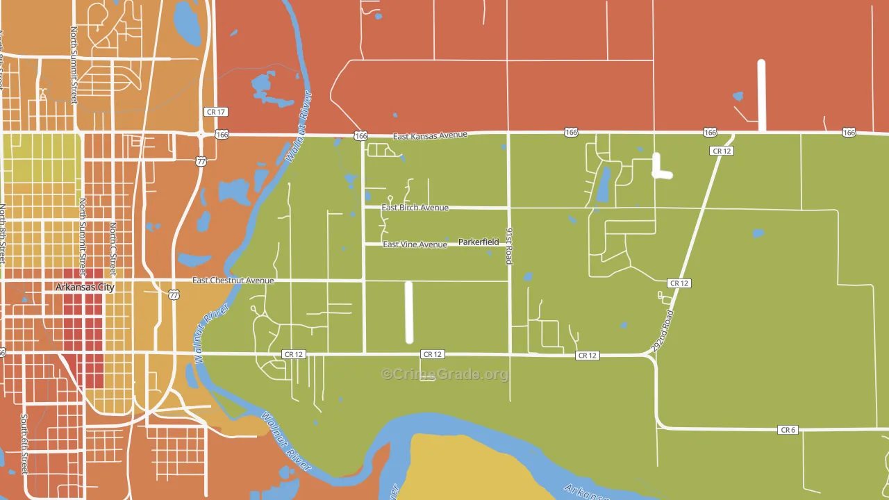 Parkerfield, KS Map of Drug-Related Crime Rates
