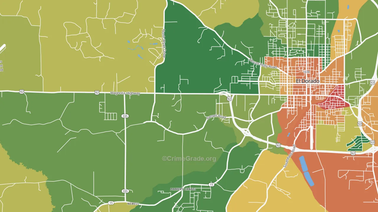 Parkers Chapel, AR Map of Drug-Related Crime Rates