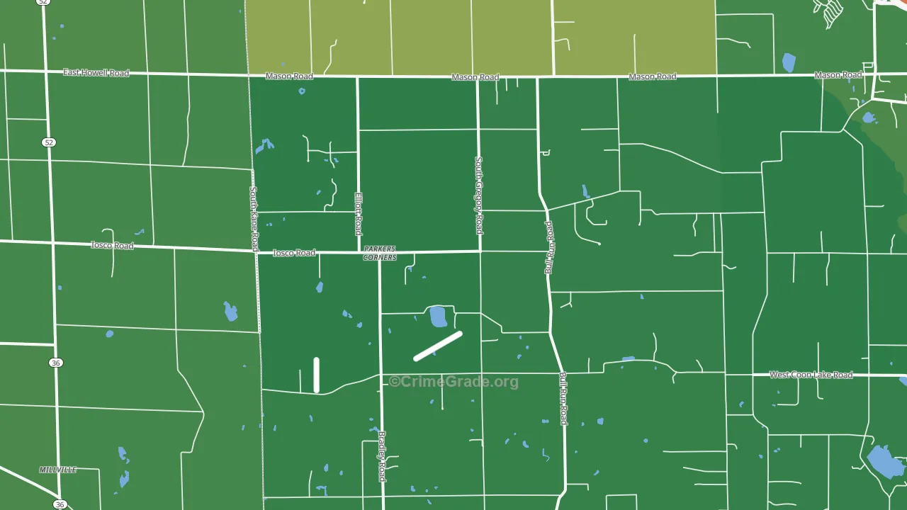 Parkers Corners, MI Map of Drug-Related Crime Rates