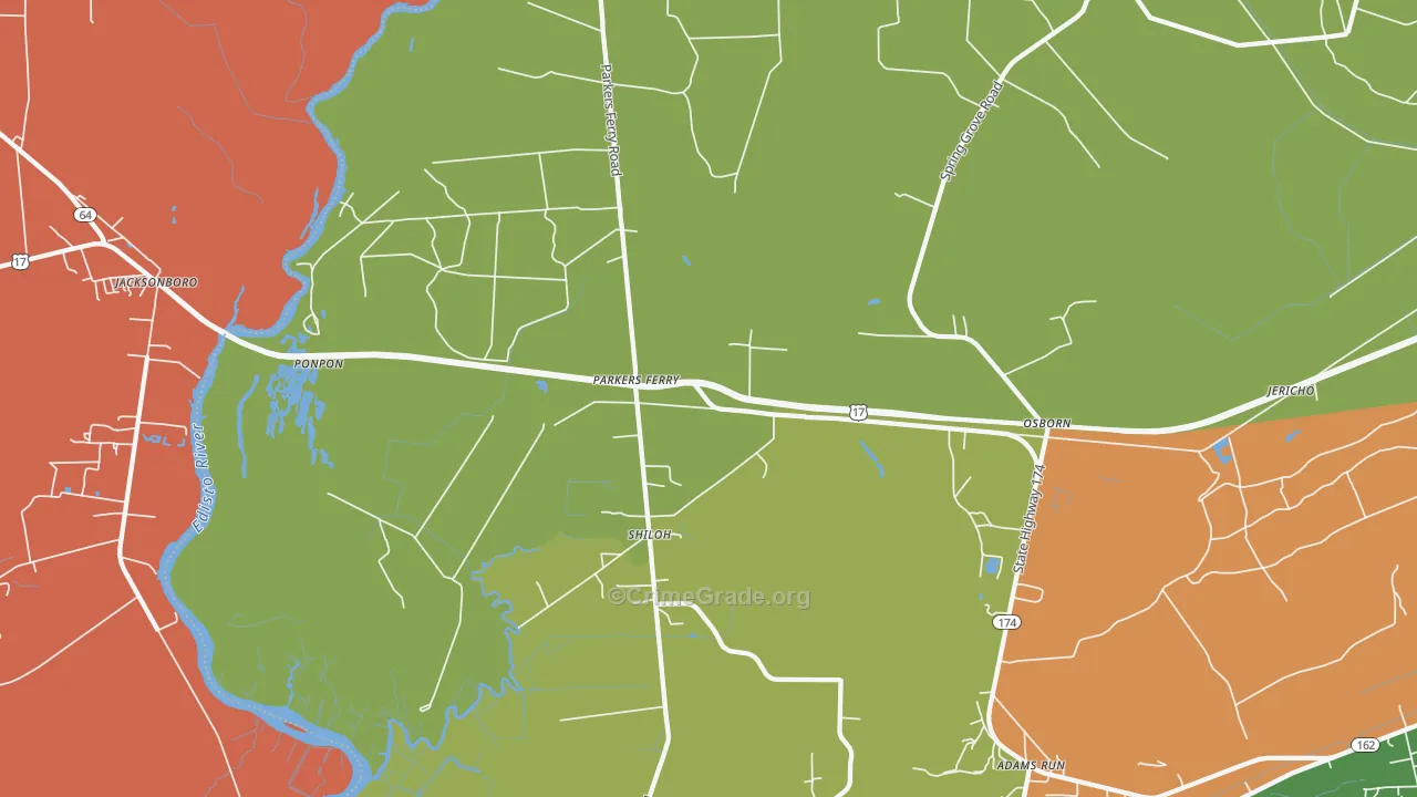 Parkers Ferry, SC Map of Drug-Related Crime Rates