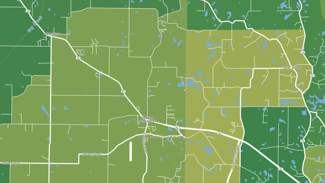 Parkers Settlement, IN Map of Drug-Related Crime Rates