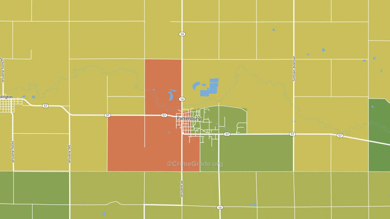 Parkersburg, IA Map of Drug-Related Crime Rates