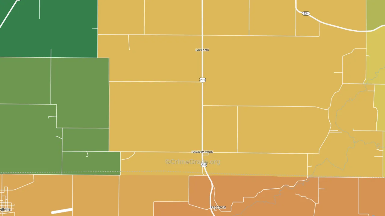 Parkersburg, IN Map of Drug-Related Crime Rates