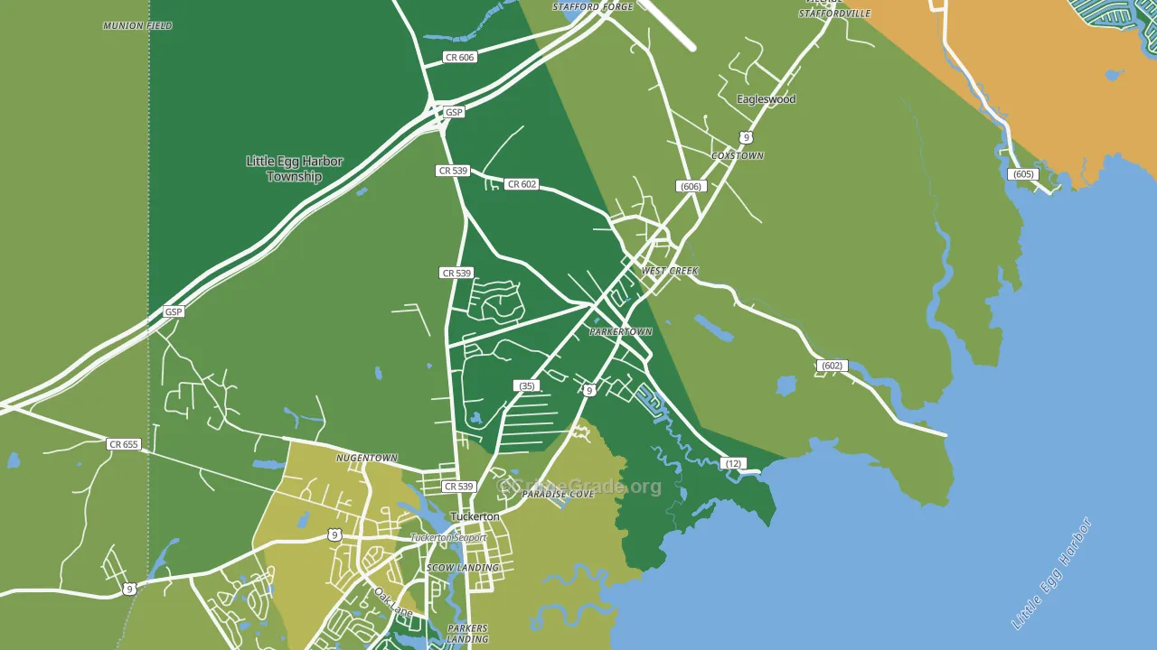 Parkertown, NJ Map of Drug-Related Crime Rates