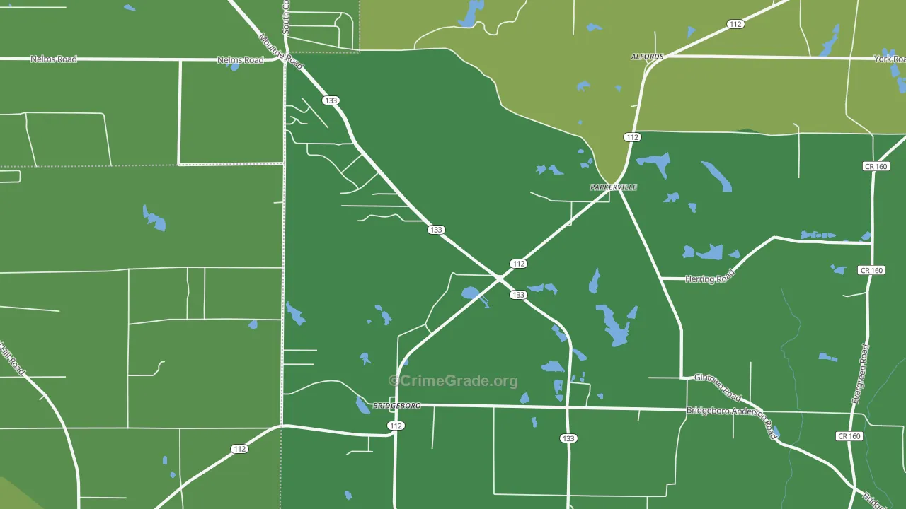 Parkerville, GA Map of Drug-Related Crime Rates