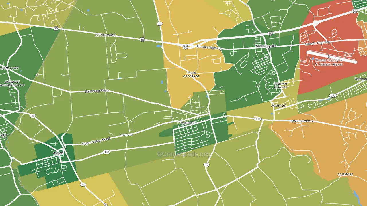 Parkesburg, PA Map of Drug-Related Crime Rates