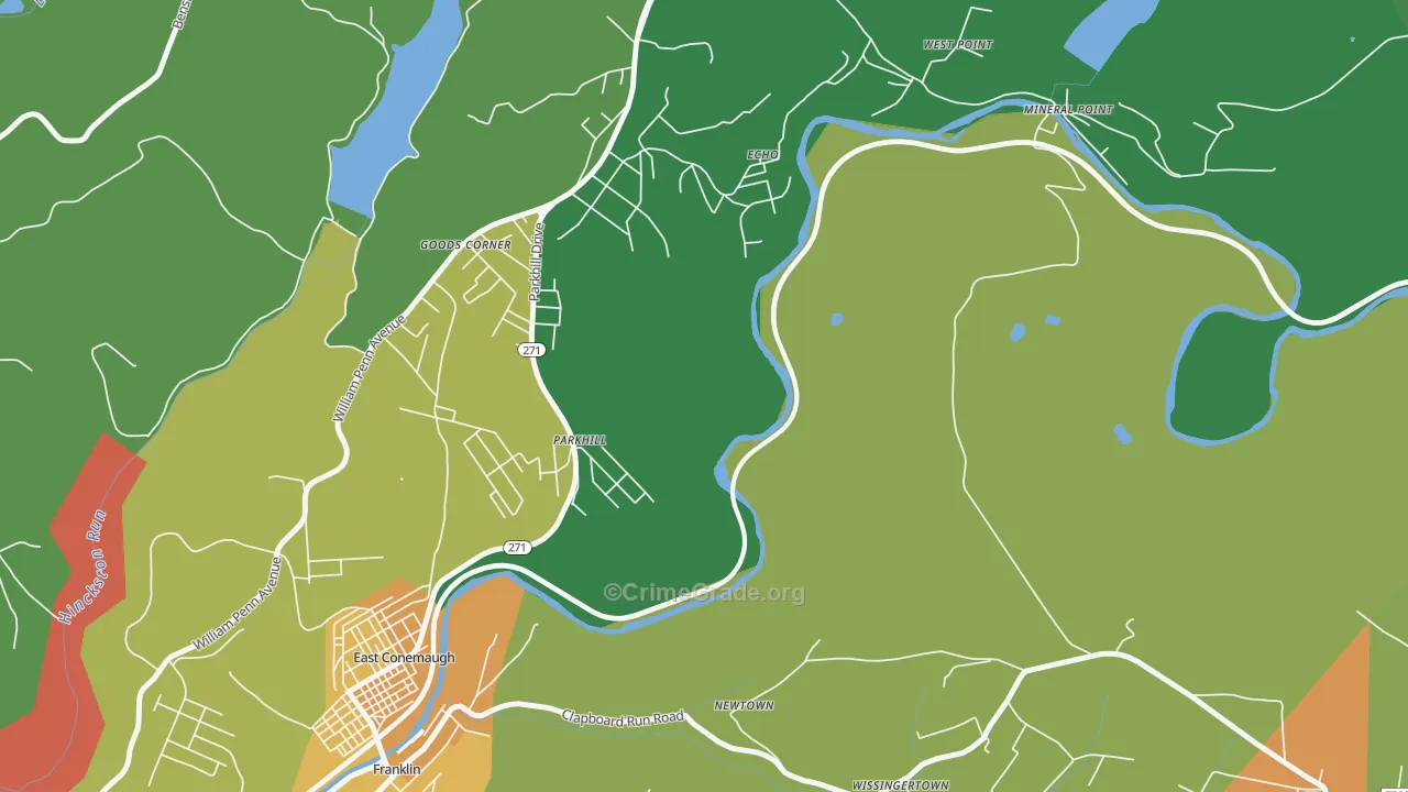 Parkhill, PA Map of Drug-Related Crime Rates