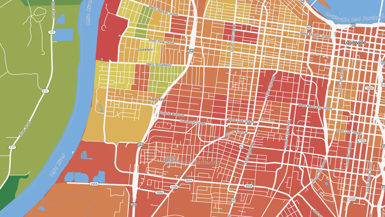 Parkland, Louisville, KY Map of Drug-Related Crime Rates