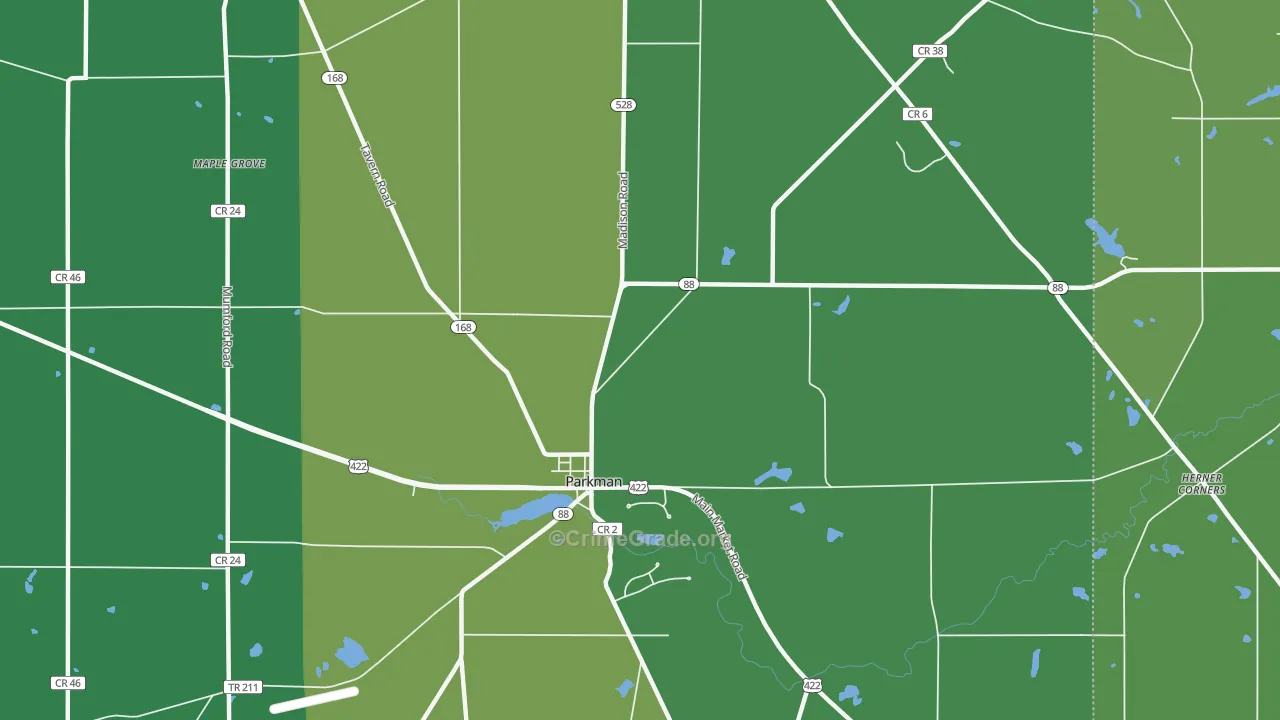 Parkman, OH Map of Drug-Related Crime Rates