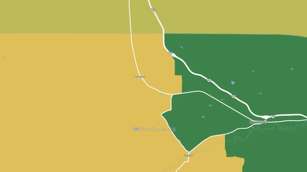 Parkman, WY Map of Drug-Related Crime Rates