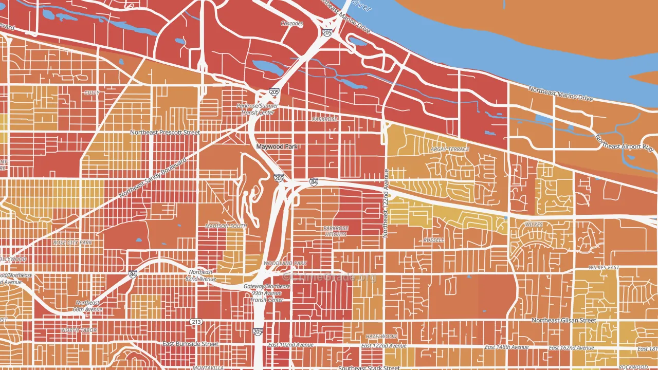 Parkrose, Portland, OR Map of Drug-Related Crime Rates