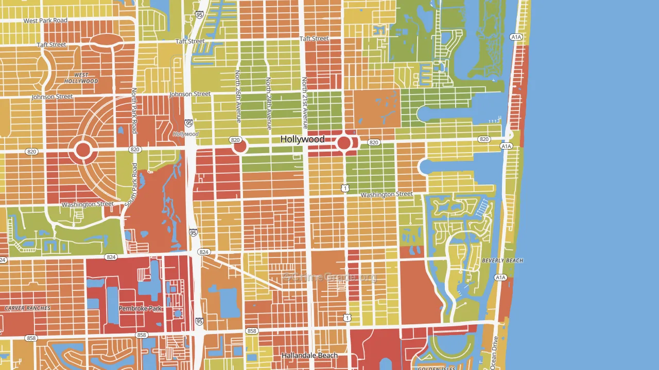 Parkside, Hollywood, FL Map of Drug-Related Crime Rates