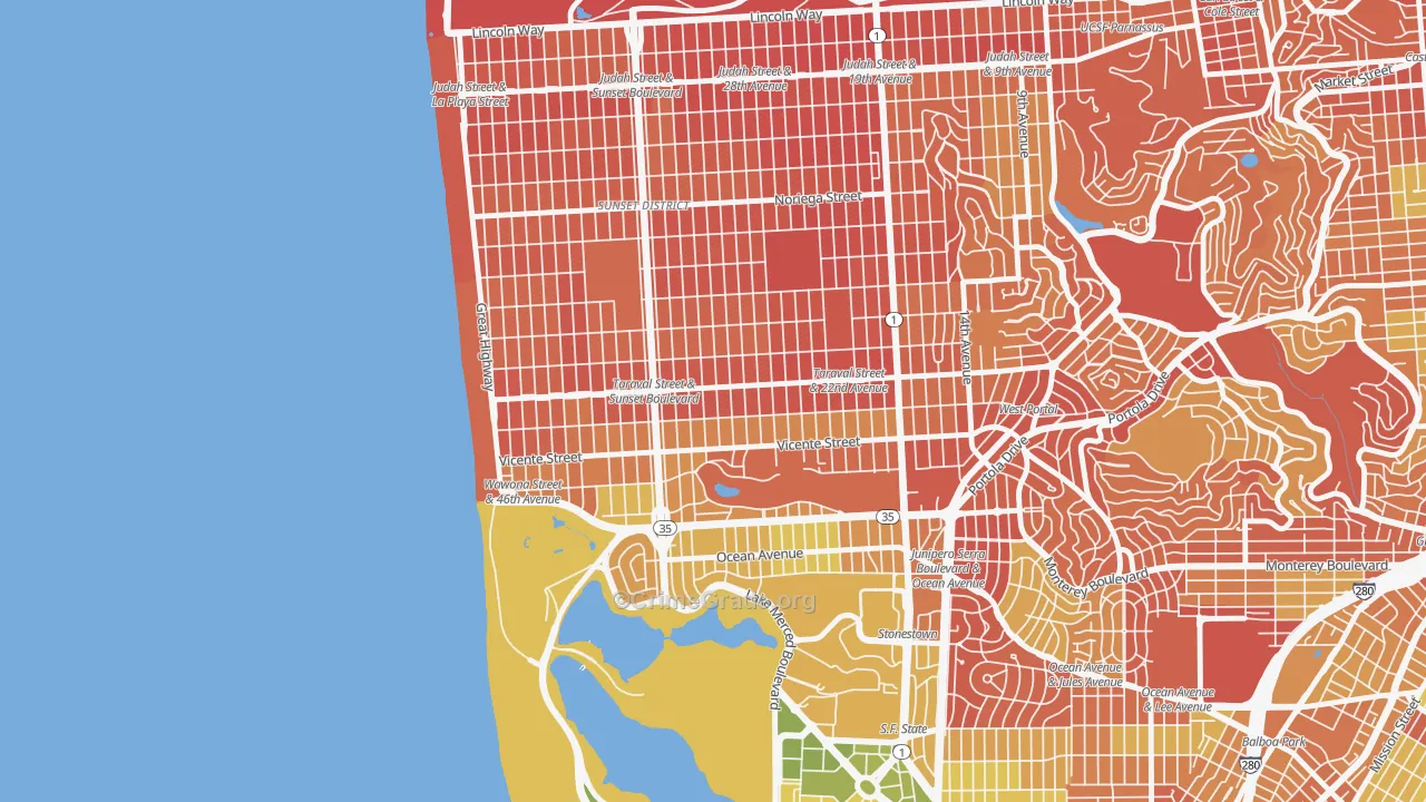 Parkside, San Francisco, CA Map of Drug-Related Crime Rates