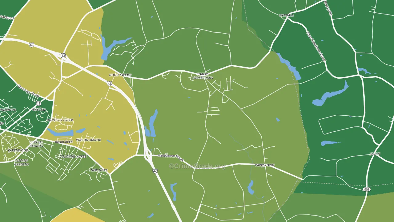 Parkstown, NC Map of Drug-Related Crime Rates