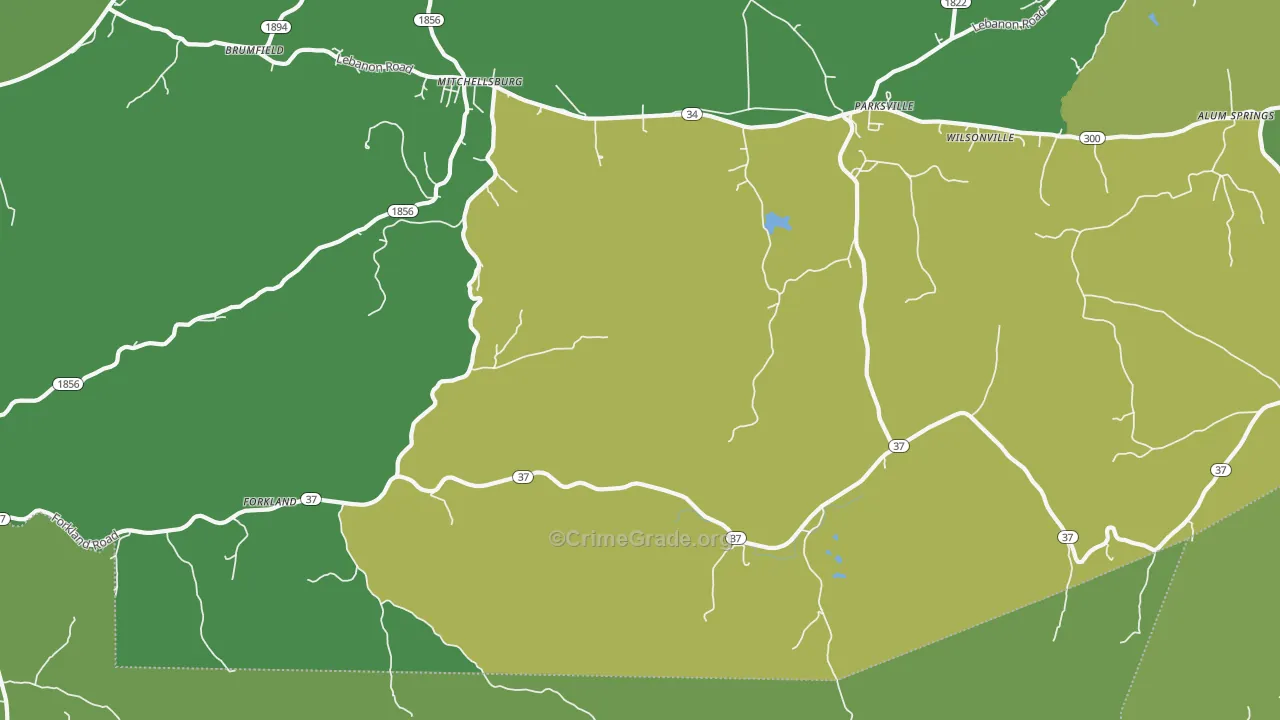 Parksville, KY Map of Drug-Related Crime Rates