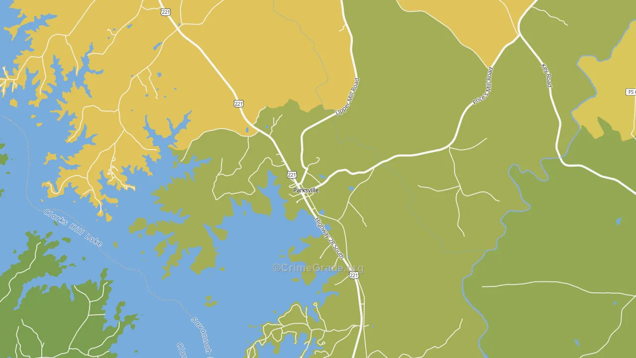 Parksville, SC Map of Drug-Related Crime Rates