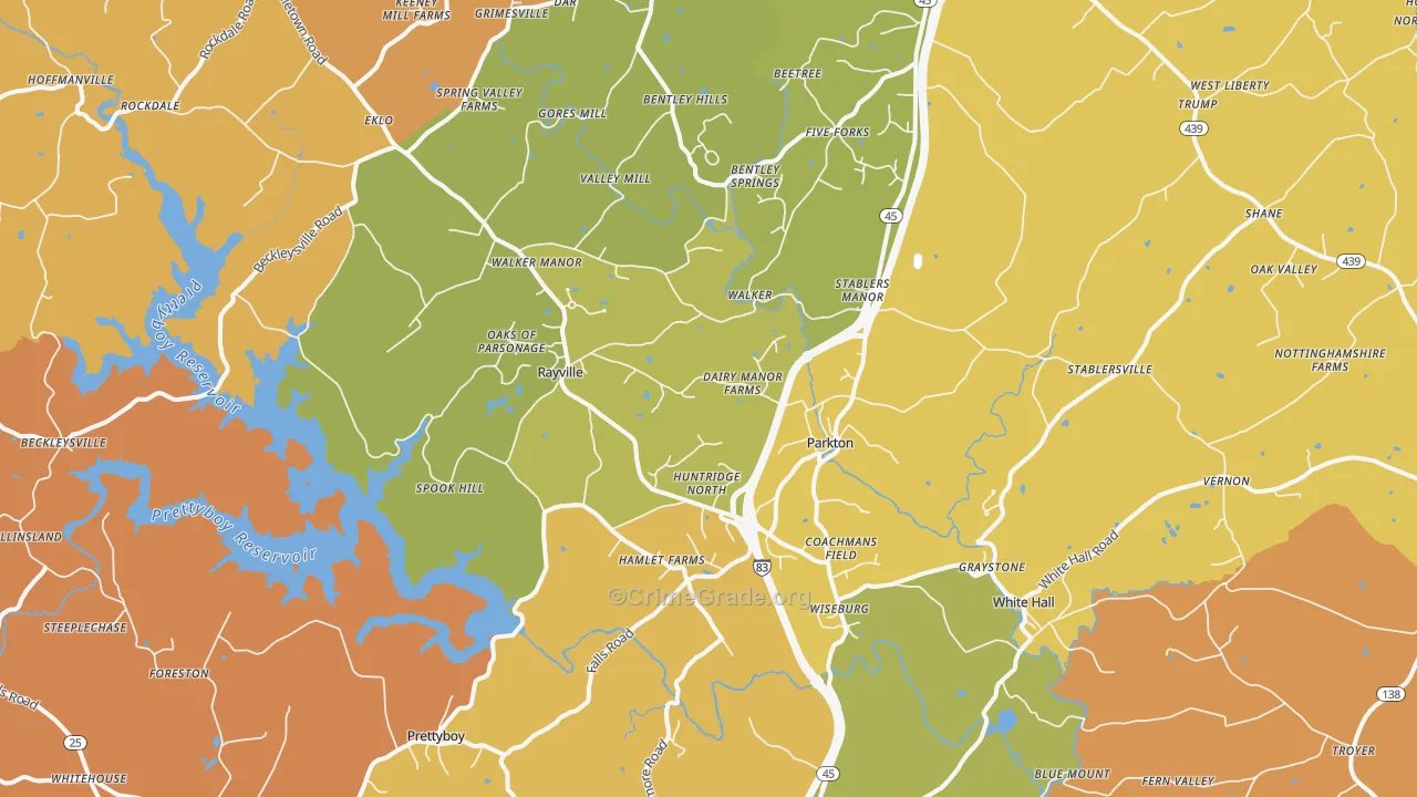 Parkton, MD Map of Drug-Related Crime Rates
