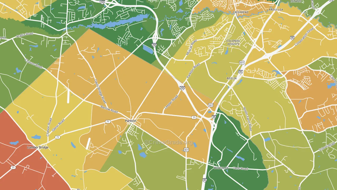 Parkton, NC Map of Drug-Related Crime Rates