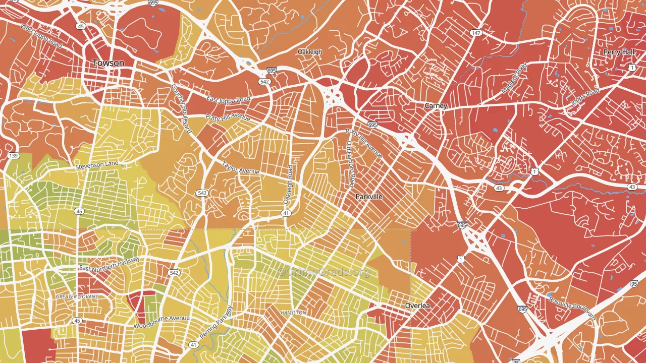 Parkville, MD Map of Drug-Related Crime Rates