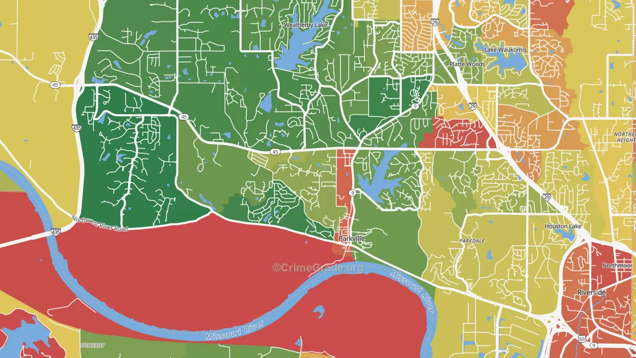 Parkville, MO Map of Drug-Related Crime Rates